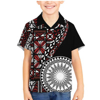 Red Tongan Ngatu Fonulei Pattern Family Matching Mermaid Dress and Hawaiian Shirt