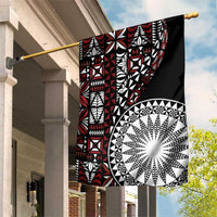 Red Tongan Ngatu Fonulei Pattern Garden Flag
