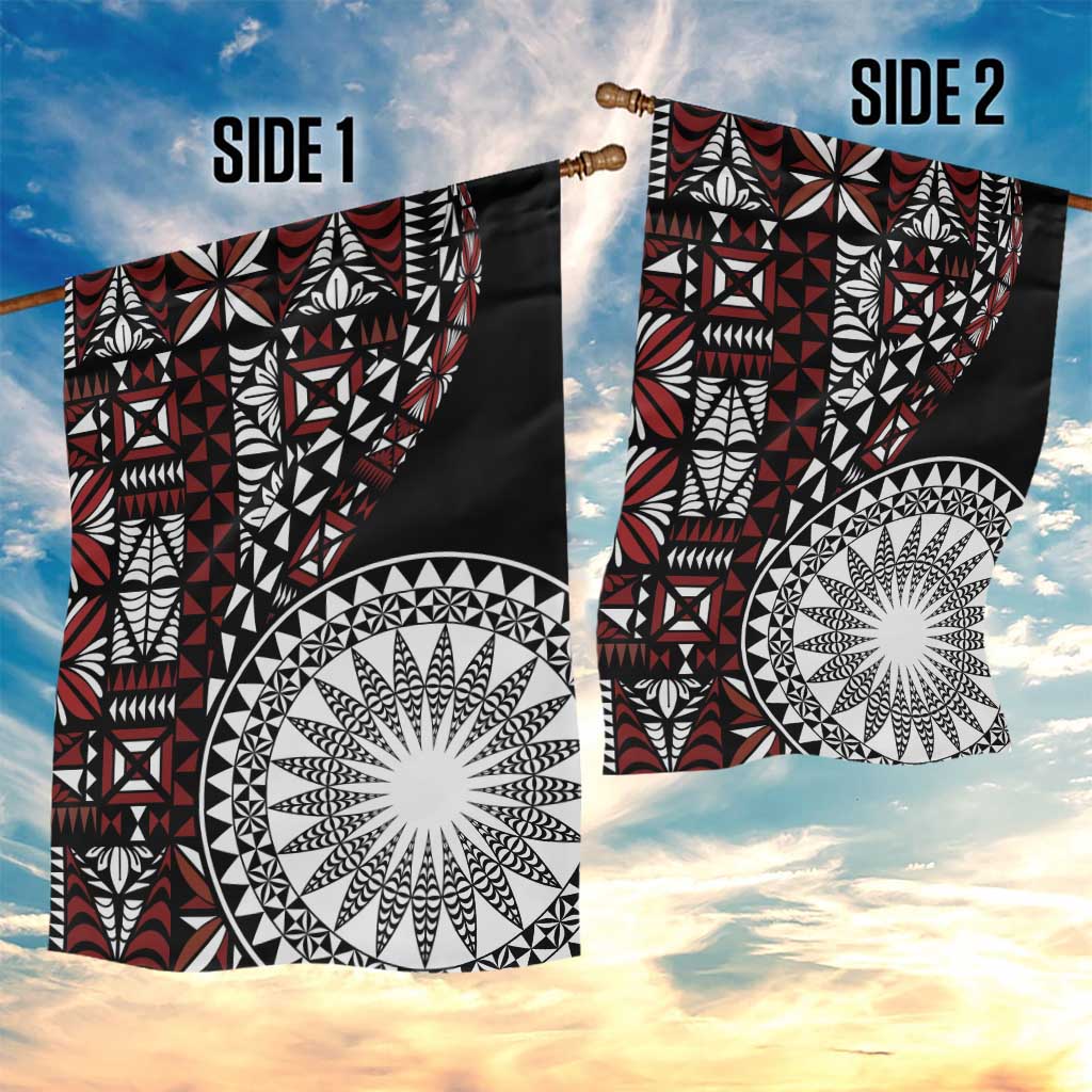 Red Tongan Ngatu Fonulei Pattern Garden Flag