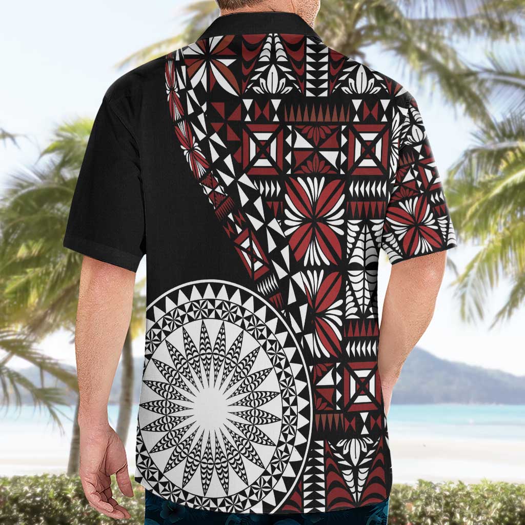 Red Tongan Ngatu Fonulei Pattern Hawaiian Shirt