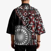 Red Tongan Ngatu Fonulei Pattern Kimono - Polynesian Pride