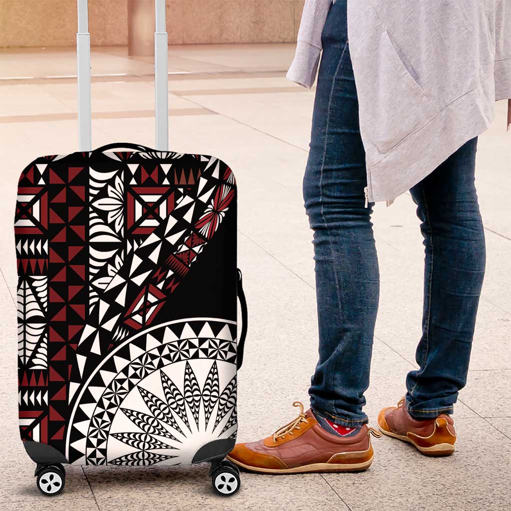 Red Tongan Ngatu Fonulei Pattern Luggage Cover