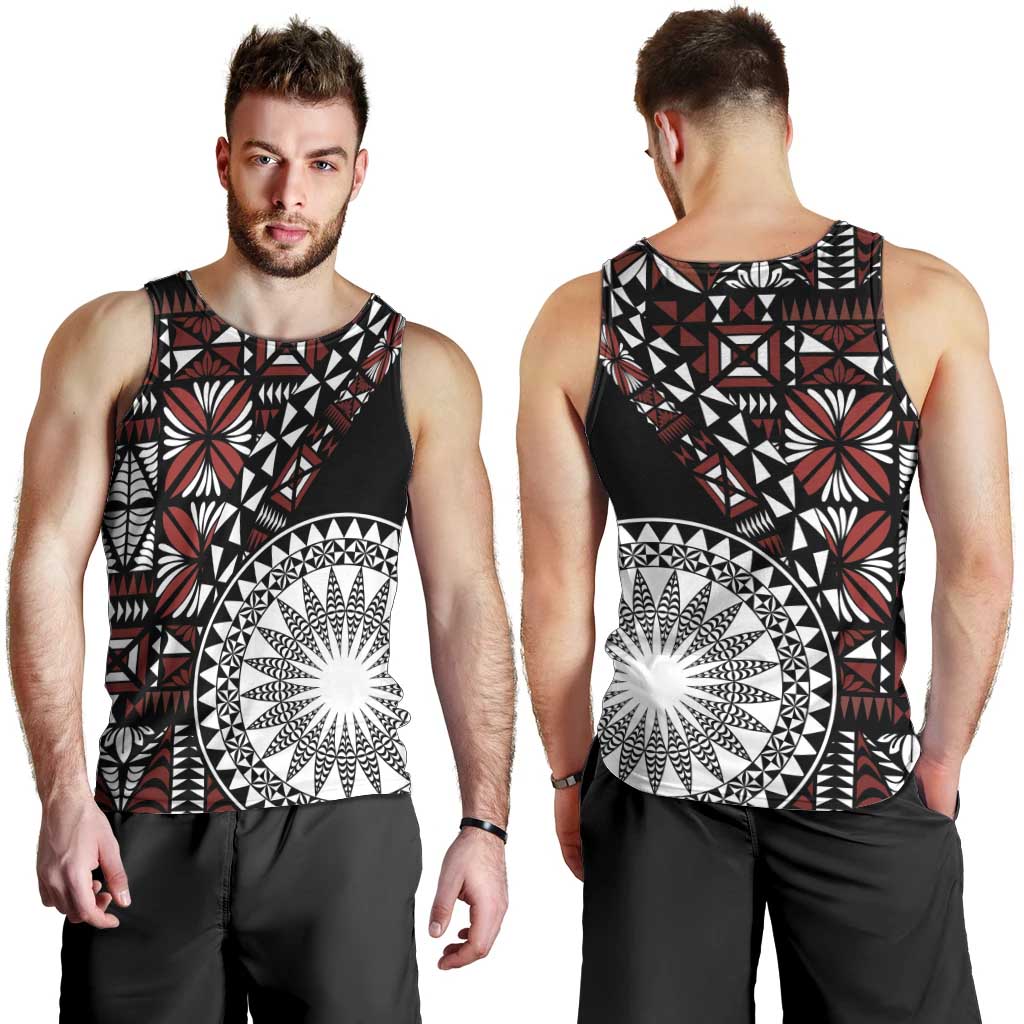 Red Tongan Ngatu Fonulei Pattern Men Tank Top