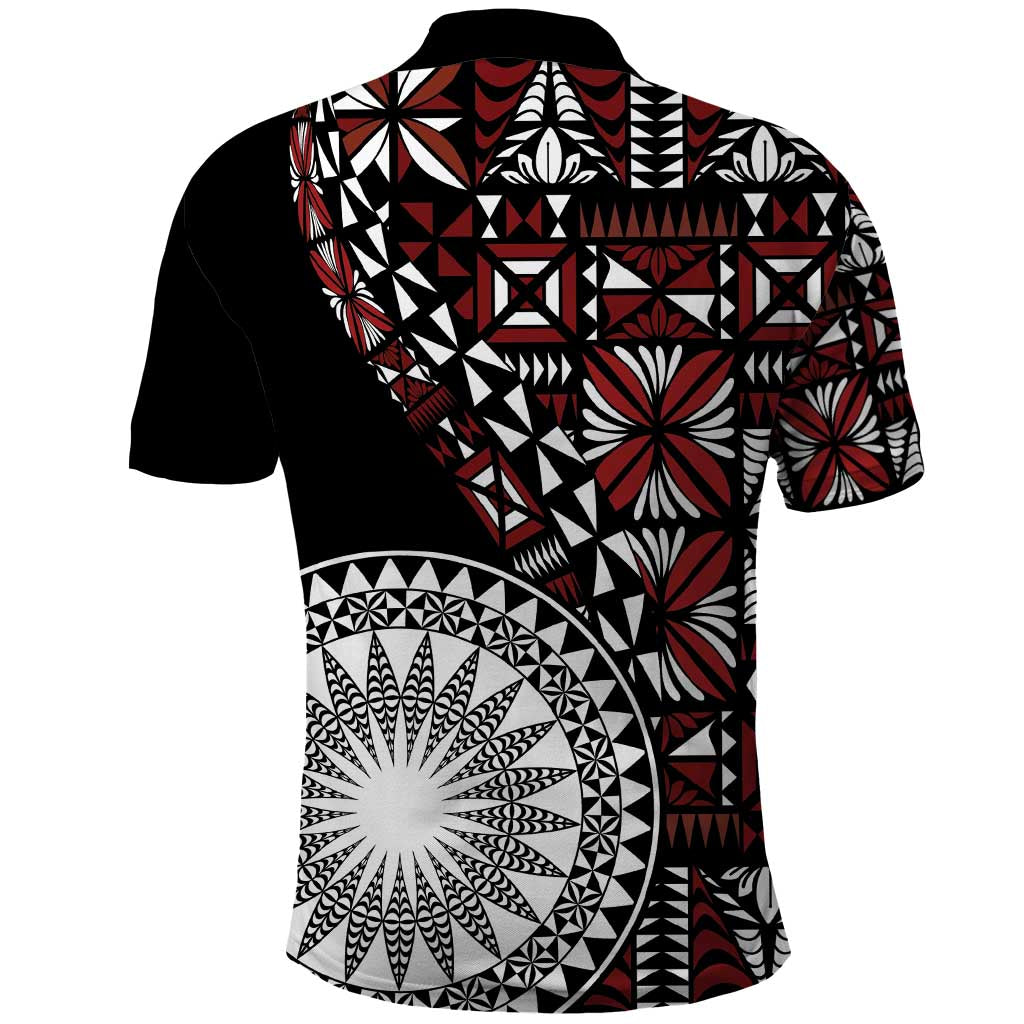 Red Tongan Ngatu Fonulei Pattern Polo Shirt LT9 - Polynesian Pride
