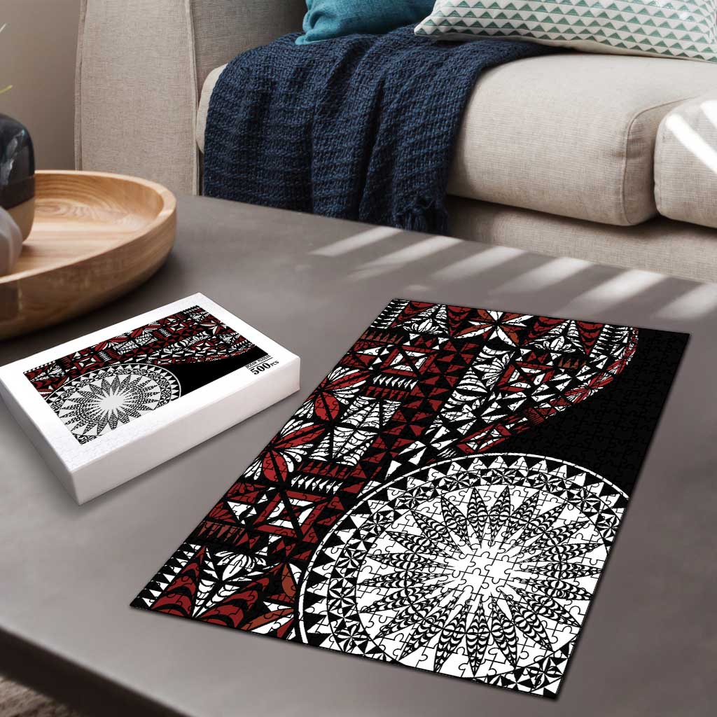 Red Tongan Ngatu Fonulei Pattern Puzzle - Polynesian Pride