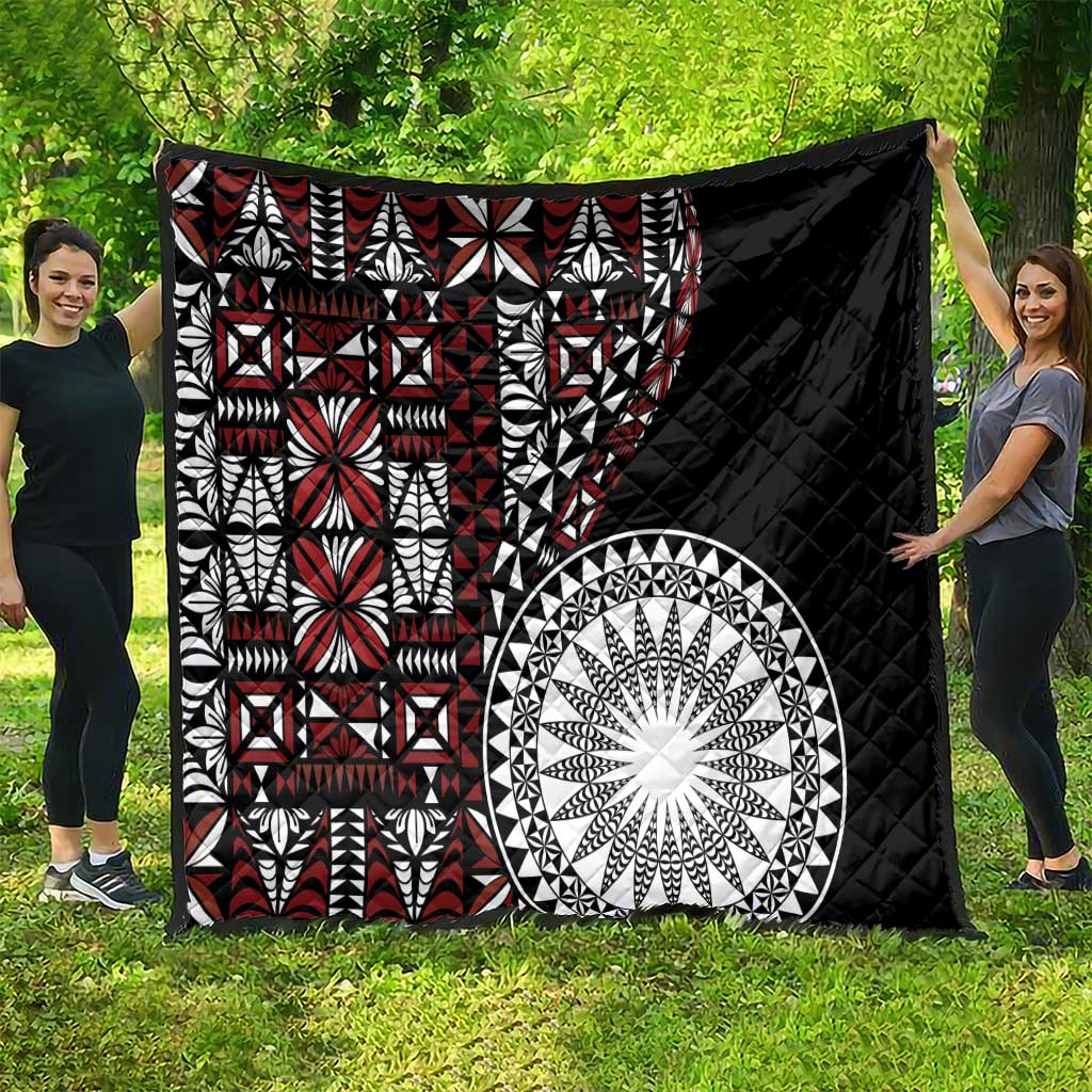 Red Tongan Ngatu Fonulei Pattern Quilt