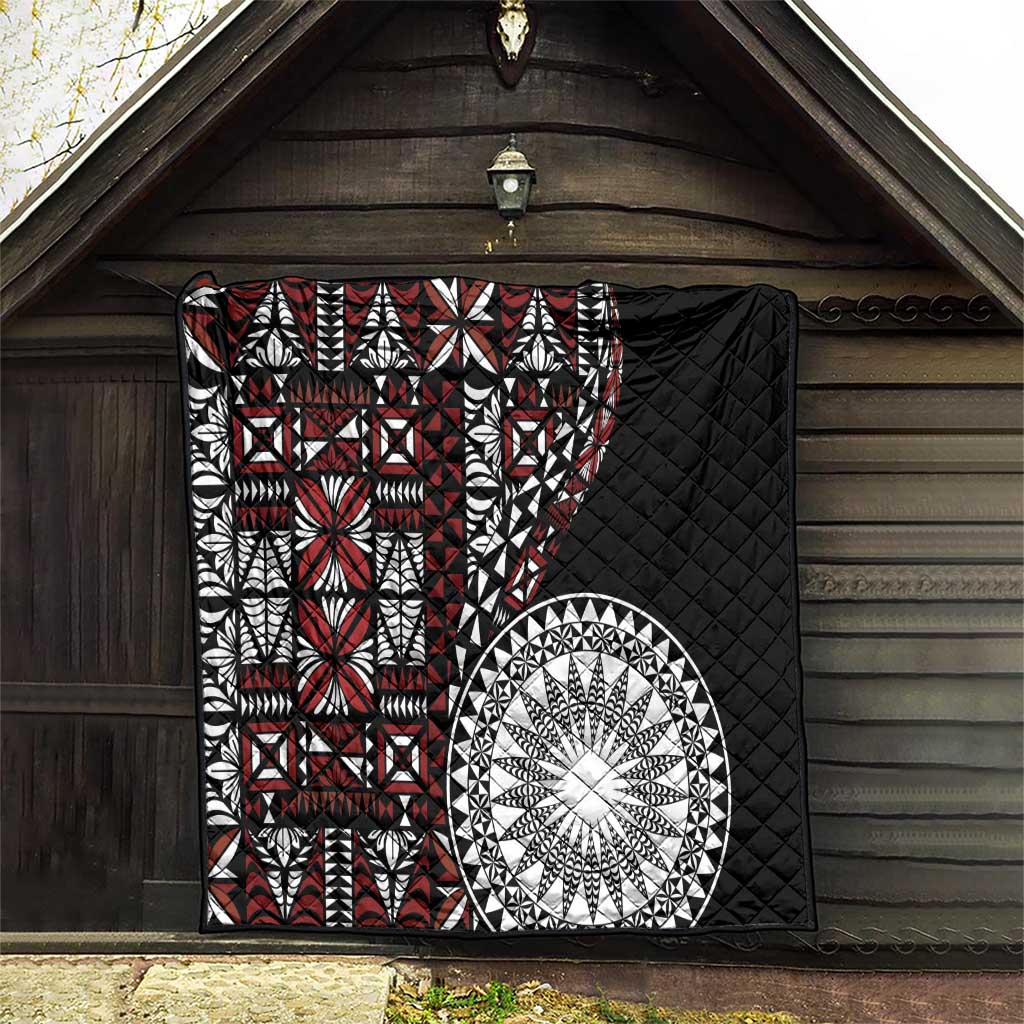 Red Tongan Ngatu Fonulei Pattern Quilt