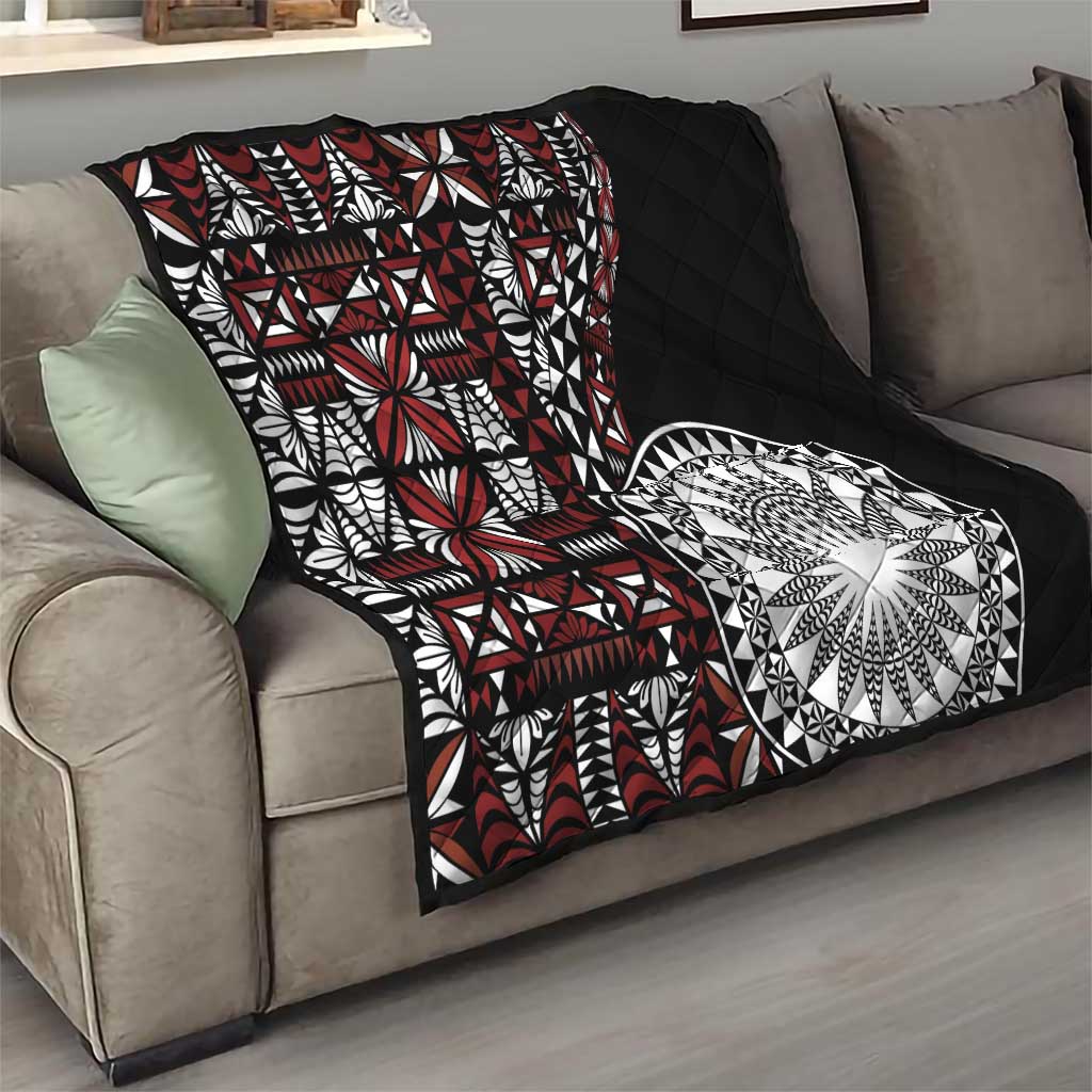 Red Tongan Ngatu Fonulei Pattern Quilt