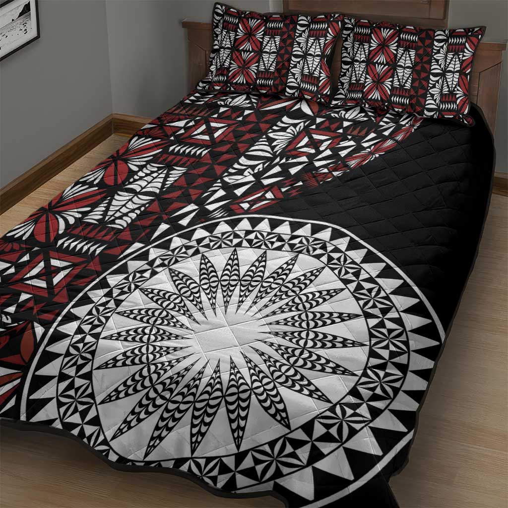 Red Tongan Ngatu Fonulei Pattern Quilt Bed Set LT9 - Polynesian Pride