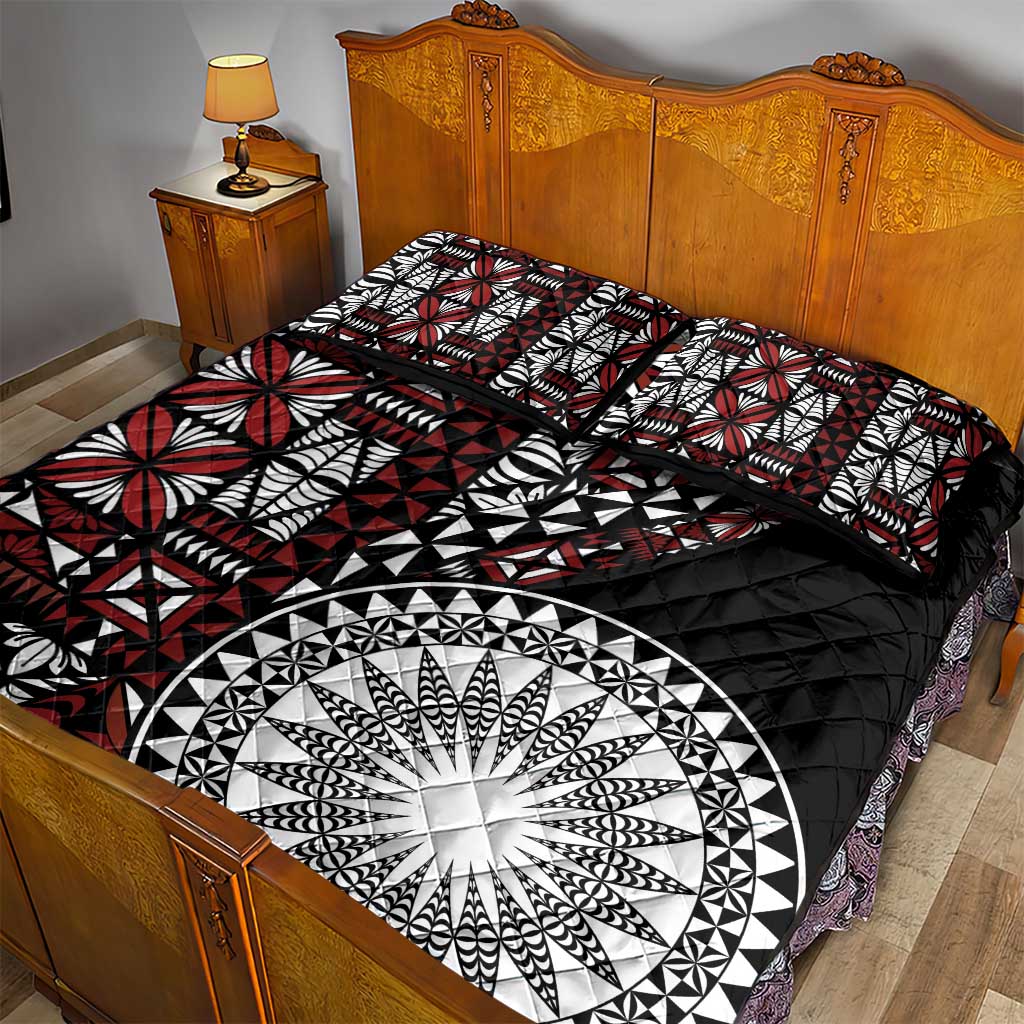 Red Tongan Ngatu Fonulei Pattern Quilt Bed Set LT9 - Polynesian Pride