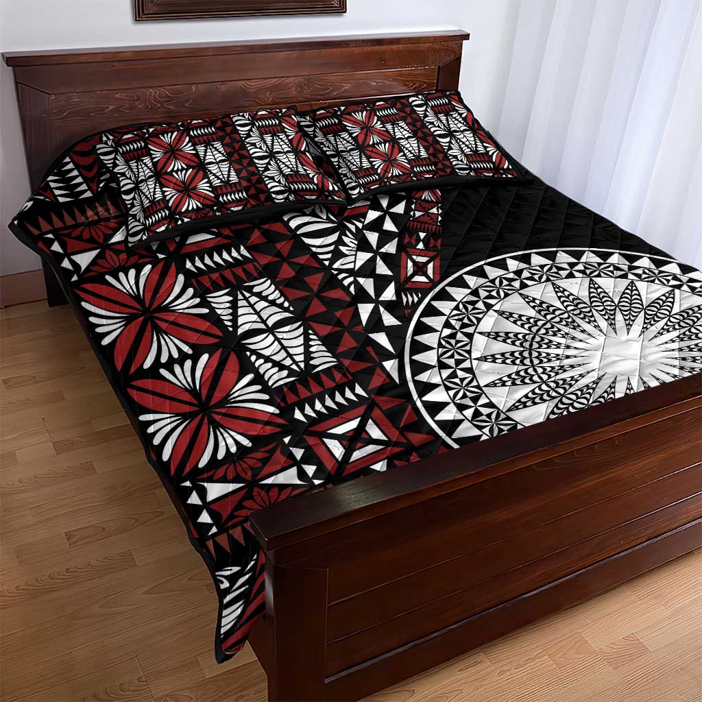 Red Tongan Ngatu Fonulei Pattern Quilt Bed Set LT9 - Polynesian Pride