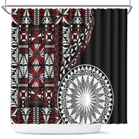 Red Tongan Ngatu Fonulei Pattern Shower Curtain