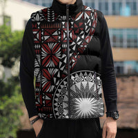 Red Tongan Ngatu Fonulei Pattern Sleeveless Puffer Jacket - Polynesian Pride