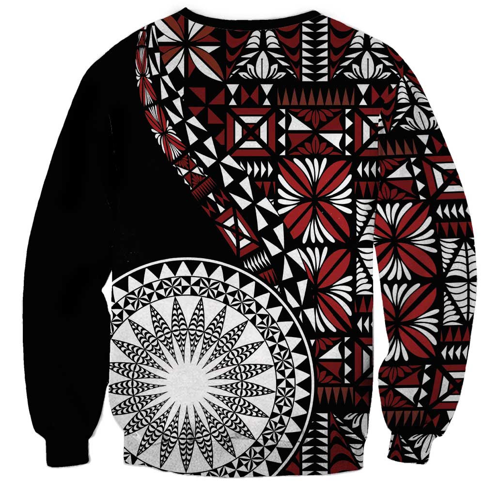 Red Tongan Ngatu Fonulei Pattern Sweatshirt