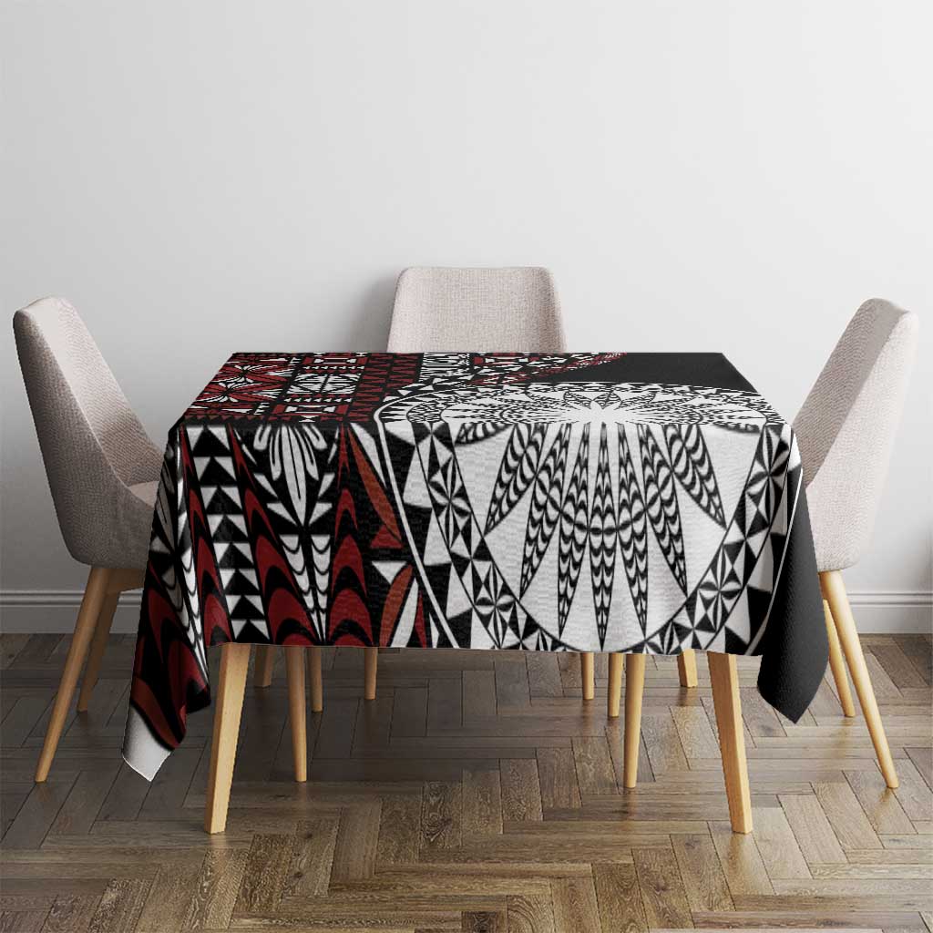 Red Tongan Ngatu Fonulei Pattern Tablecloth