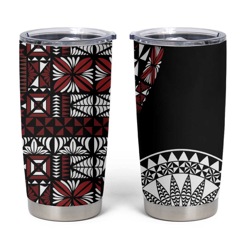 Red Tongan Ngatu Fonulei Pattern Tumbler Cup