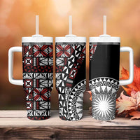 Red Tongan Ngatu Fonulei Pattern Tumbler With Handle