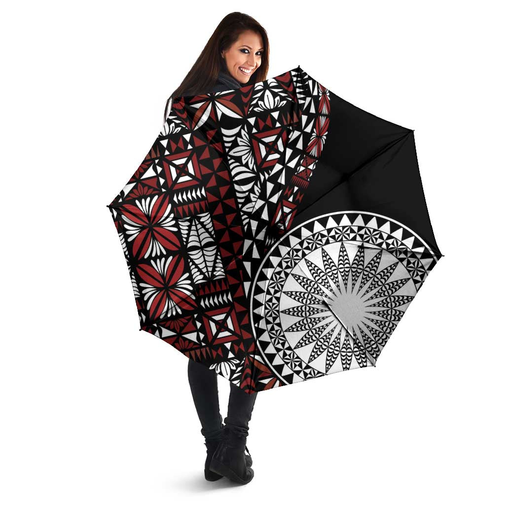 Red Tongan Ngatu Fonulei Pattern Umbrella - Polynesian Pride