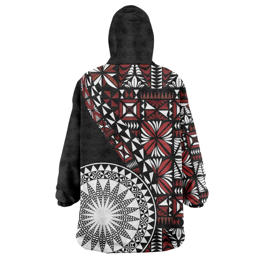 Red Tongan Ngatu Fonulei Pattern Wearable Blanket Hoodie LT9 - Polynesian Pride