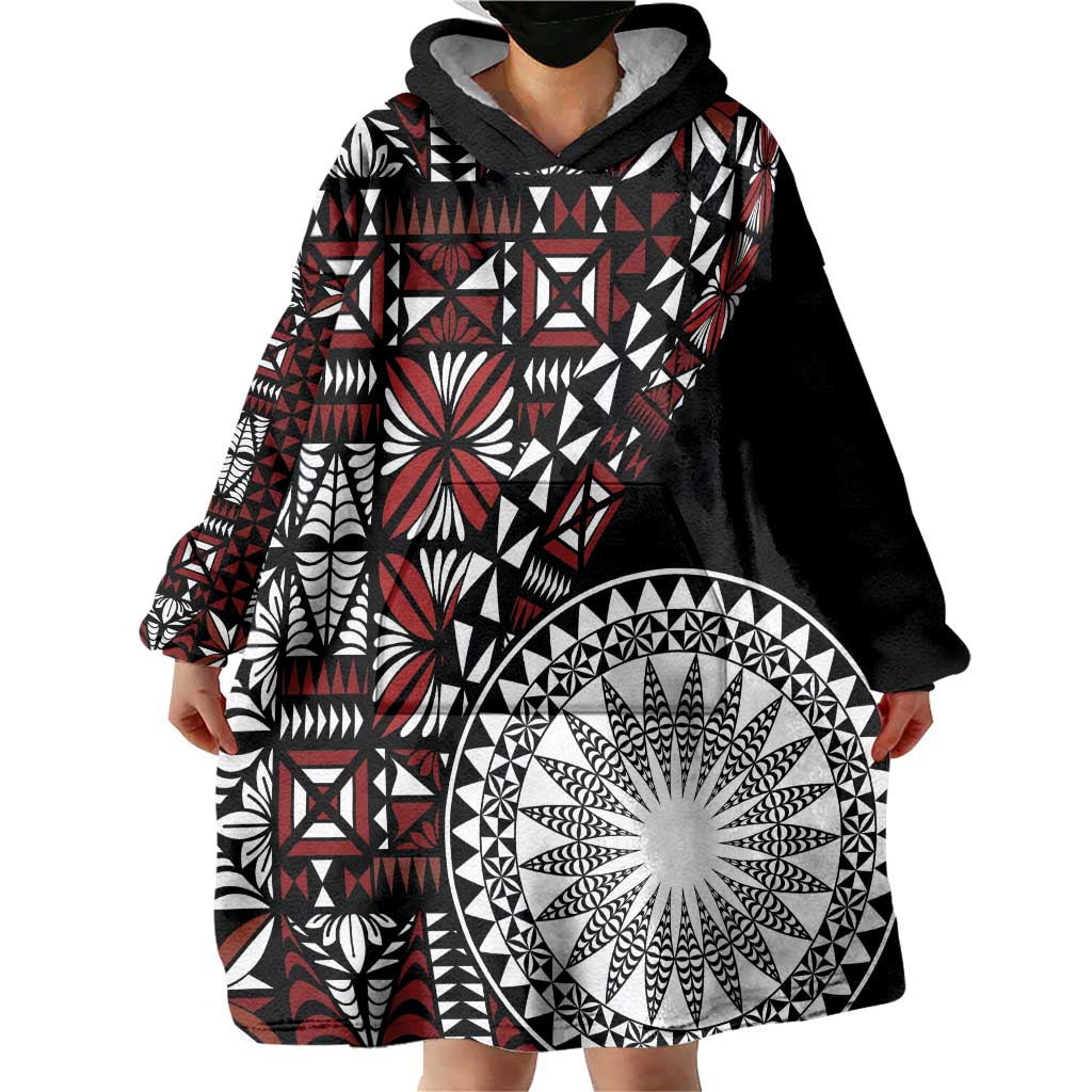 Red Tongan Ngatu Fonulei Pattern Wearable Blanket Hoodie LT9 - Polynesian Pride