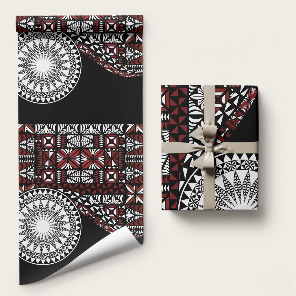 Red Tongan Ngatu Fonulei Pattern Wrapping Paper - Polynesian Pride