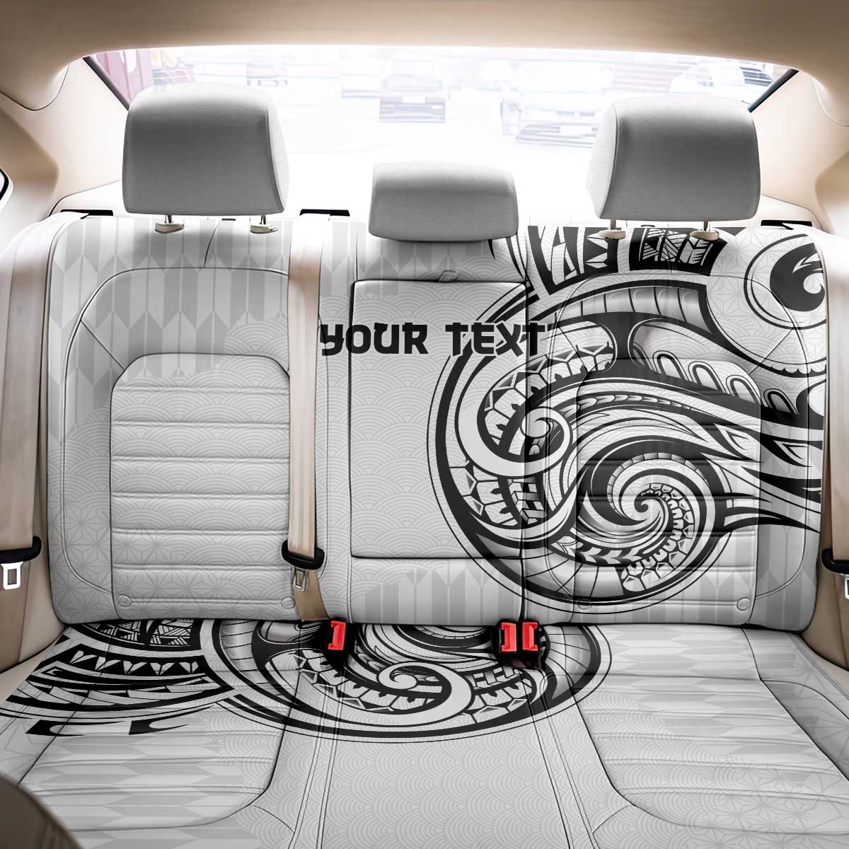 Hawaii and Japanese Culture Personalised Back Car Seat Cover With Polynesian Tribal Tattoo Style
