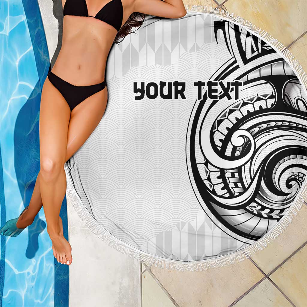 Hawaii and Japanese Culture Personalised Beach Blanket With Polynesian Tribal Tattoo Style