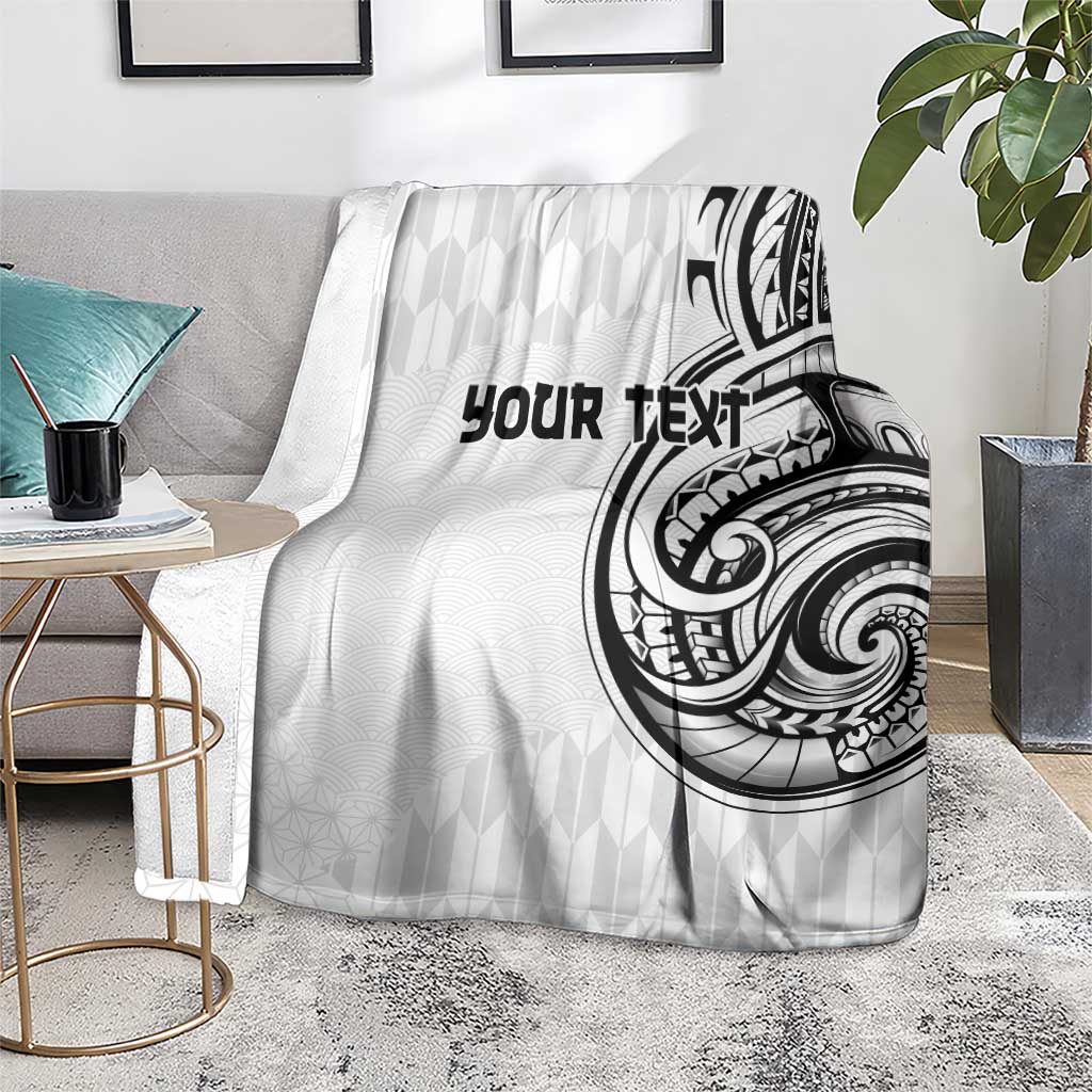 Hawaii and Japanese Culture Personalised Blanket With Polynesian Tribal Tattoo Style