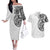 Hawaii and Japanese Culture Personalised Couples Matching Off The Shoulder Long Sleeve Dress and Hawaiian Shirt With Polynesian Tribal Tattoo Style