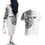 Hawaii and Japanese Culture Personalised Couples Matching Off The Shoulder Long Sleeve Dress and Hawaiian Shirt With Polynesian Tribal Tattoo Style