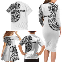 Hawaii and Japanese Culture Personalised Family Matching Long Sleeve Bodycon Dress and Hawaiian Shirt With Polynesian Tribal Tattoo Style LT9 - Polynesian Pride