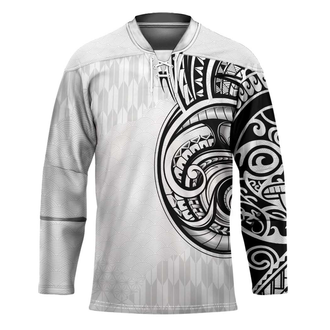 Hawaii and Japanese Culture Personalised Hockey Jersey With Polynesian Tribal Tattoo Style LT9 Unisex White - Polynesian Pride
