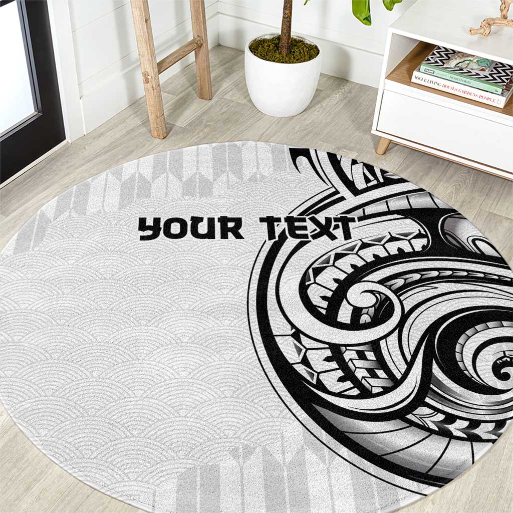 Hawaii and Japanese Culture Personalised Round Carpet With Polynesian Tribal Tattoo Style