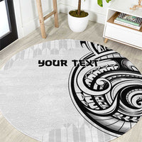 Hawaii and Japanese Culture Personalised Round Carpet With Polynesian Tribal Tattoo Style