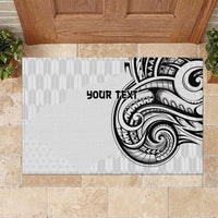 Hawaii and Japanese Culture Personalised Rubber Doormat With Polynesian Tribal Tattoo Style LT9 White - Polynesian Pride