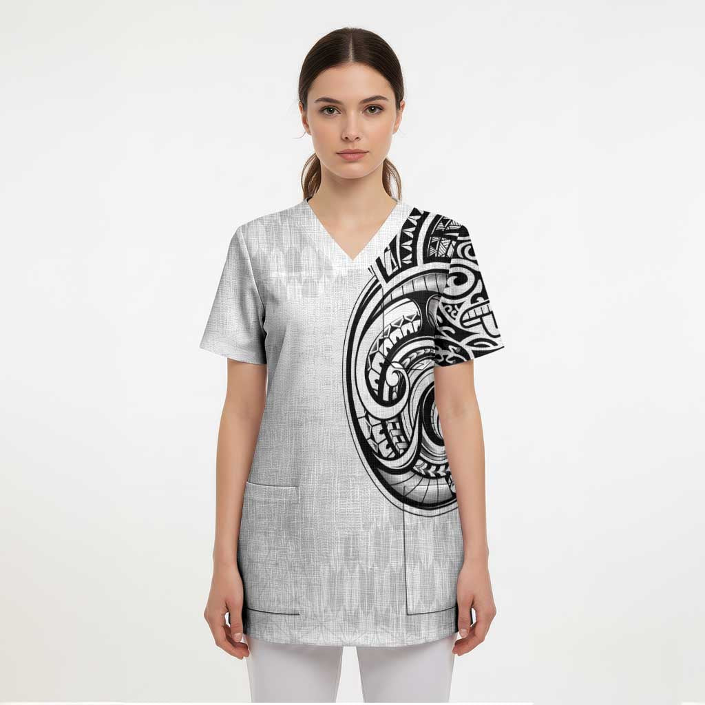 Hawaii and Japanese Culture Personalised Scrub Top With Polynesian Tribal Tattoo Style - Polynesian Pride