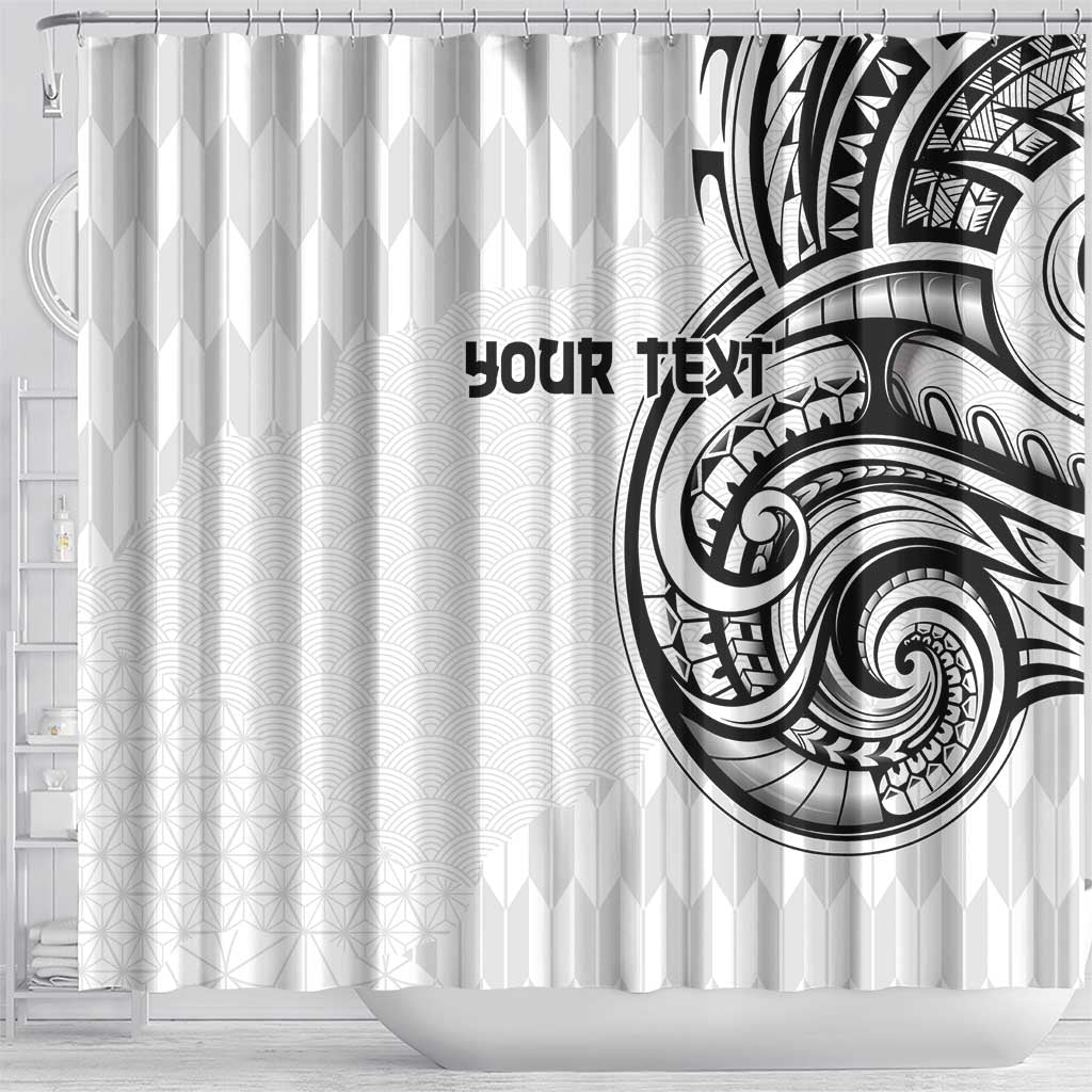 Hawaii and Japanese Culture Personalised Shower Curtain With Polynesian Tribal Tattoo Style