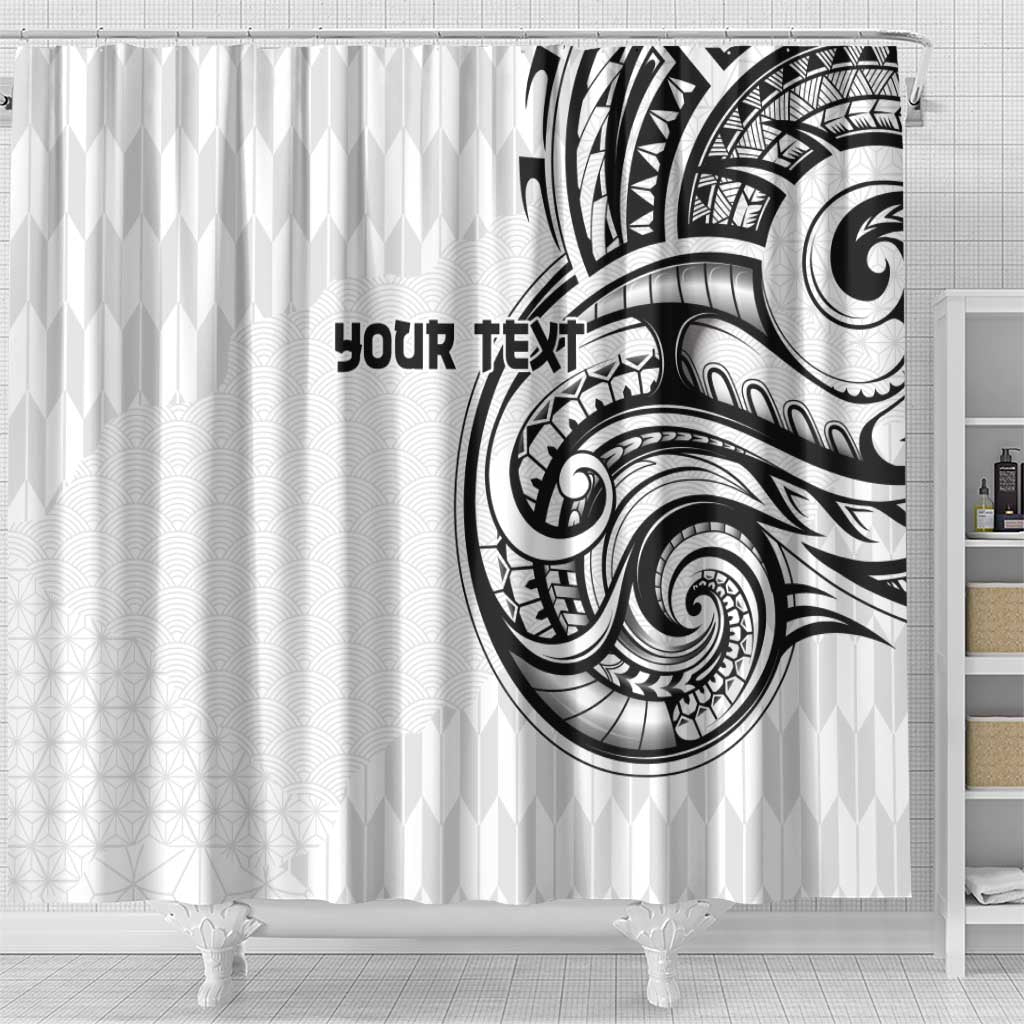 Hawaii and Japanese Culture Personalised Shower Curtain With Polynesian Tribal Tattoo Style