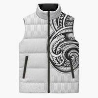 Hawaii and Japanese Culture Personalised Sleeveless Puffer Jacket With Polynesian Tribal Tattoo Style LT9 Unisex White - Polynesian Pride