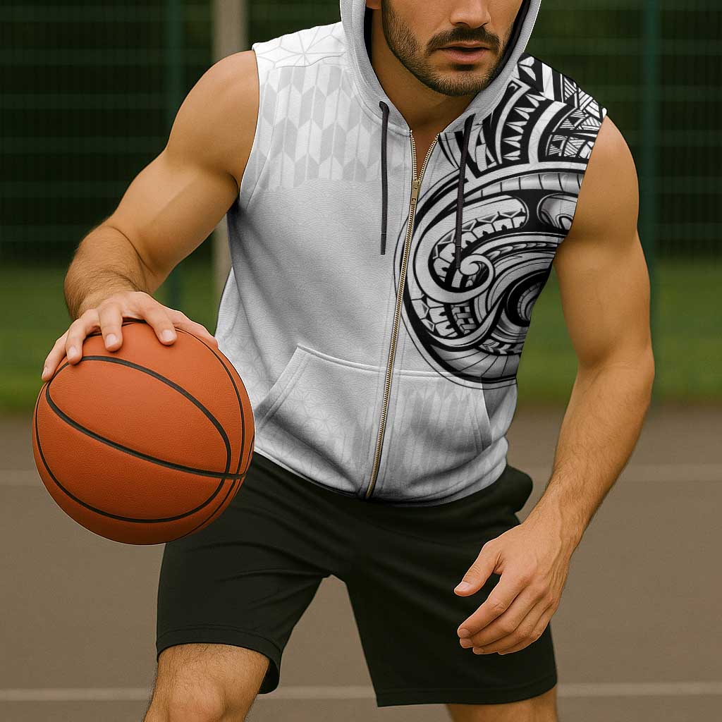 Hawaii and Japanese Culture Personalised Sleeveless Zip Hoodie With Polynesian Tribal Tattoo Style - Polynesian Pride