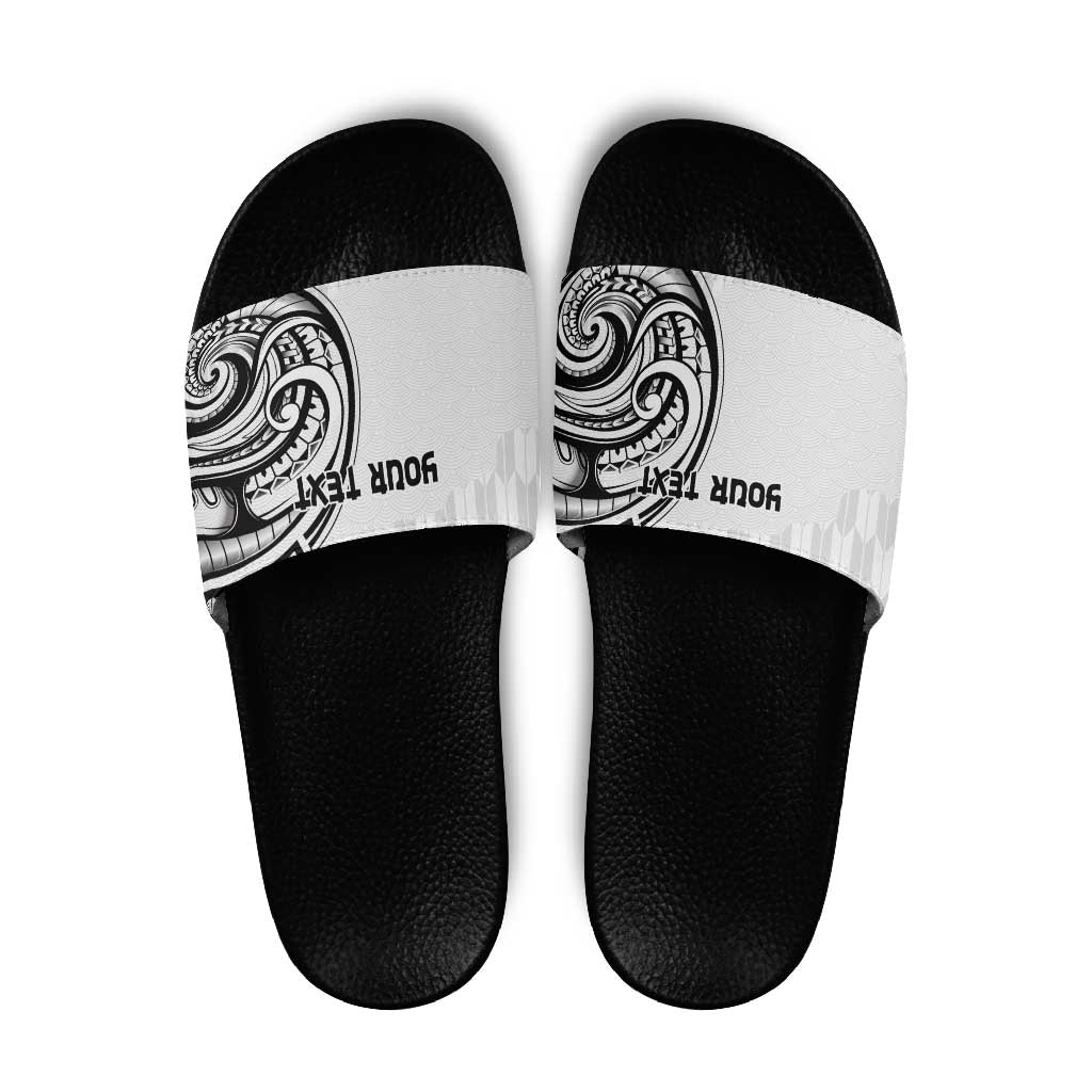 Hawaii and Japanese Culture Personalised Slide Sandals With Polynesian Tribal Tattoo Style LT9 White - Polynesian Pride