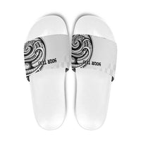 Hawaii and Japanese Culture Personalised Slide Sandals With Polynesian Tribal Tattoo Style LT9 White - Polynesian Pride