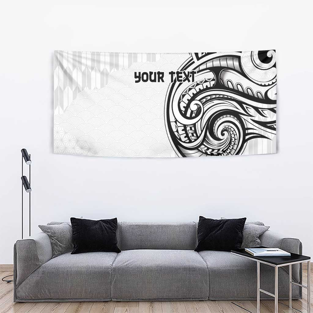 Hawaii and Japanese Culture Personalised Tapestry With Polynesian Tribal Tattoo Style