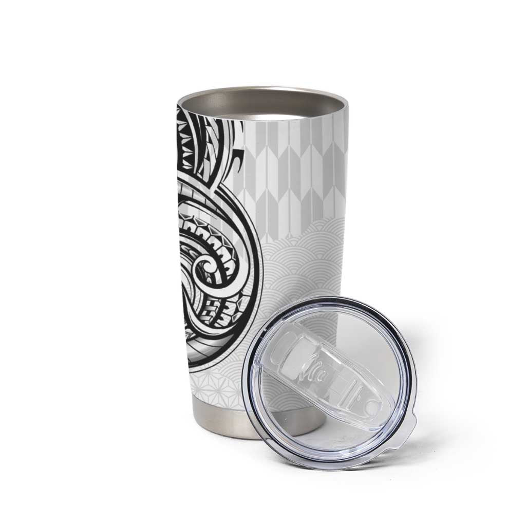 Hawaii and Japanese Culture Personalised Tumbler Cup With Polynesian Tribal Tattoo Style