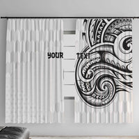 Hawaii and Japanese Culture Personalised Window Curtain With Polynesian Tribal Tattoo Style LT9 With Hooks White - Polynesian Pride