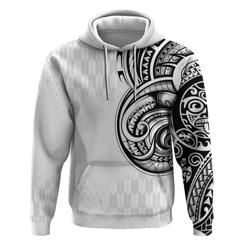 Hawaii and Japanese Culture Personalised Zip Hoodie With Polynesian Tribal Tattoo Style LT9 Pullover Hoodie White - Polynesian Pride