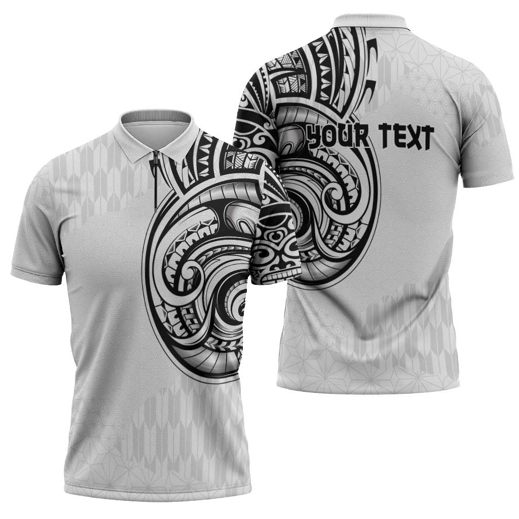 Hawaii and Japanese Culture Personalised Zipper Polo Shirt With Polynesian Tribal Tattoo Style - Polynesian Pride