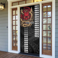 Hawaii and Japanese Oni Mask Personalised Door Cover Kakau Pattern Dark Art Style - Polynesian Pride