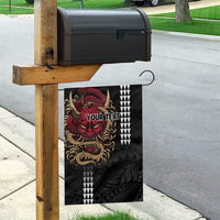 Hawaii and Japanese Oni Mask Personalised Garden Flag Kakau Pattern Dark Art Style