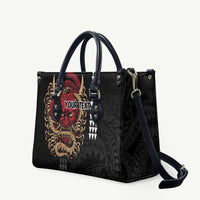 Hawaii and Japanese Oni Mask Personalised Leather Bag Kakau Pattern Dark Art Style - Polynesian Pride